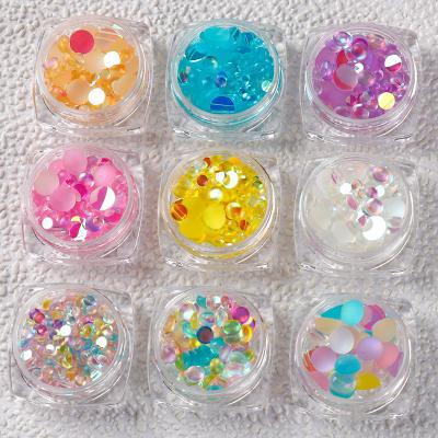 China Mermaid Round Rhinestone Mix Size Nail Mermaid Mixed Pack Nail Art Flatback New Arrival Pigtails Half Pearl For Nail DIY for sale