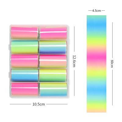 China New Arrival Nail Art Decoration Rainbow Color Transfer Eco-friendly Material Nail Art Foil Stickers for sale