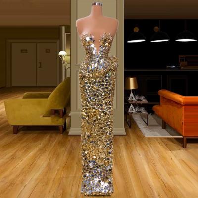 China OEM Breathable Beaded Sequin Vestidos De Fiesta Tube Top Dresses Long Maxi Ball Gown Wedding Dress Bodycon Dress Women Luxury for sale