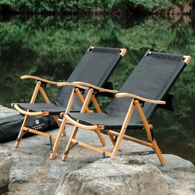 China AMOYCN Modern Outdoor Portable Leisure Recliner Camping Solid Wood Folding With Pillow Beach Sofa Chair for sale