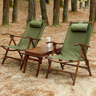 China AMOYCN Modern Wholesale Green Outdoor Folding With Pillow Portable Leisure Recliner Beach Camping Sofa Solid Wood Chair for sale