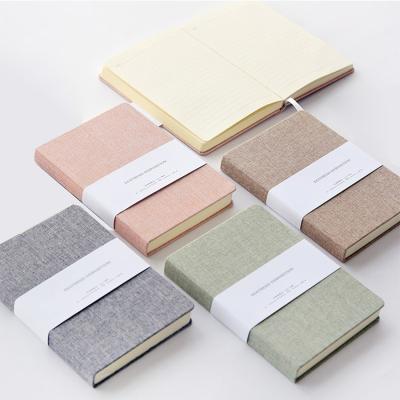 China Hardcover Muti Color Fabric Cover 2021 School Use Customized Sample 80g Wooden Free Paper Dotted Pages Fabric Diary Planner for sale