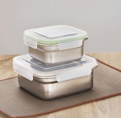 China Freshness Preservation LIDL Food Container Storage Box Stainless Steel Lunch Box With Lid 600ml/1200ml for sale