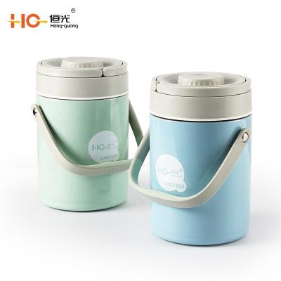 China Hg 2L Hot Food Double Wall Microwavable Insulated Stainless Steel Tiffin Bento Lunch Box Food Container With Bag for sale