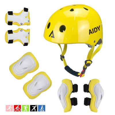 China Wholesale sports protective gear 7 in 1 protective helmet+knee pad+elbow pad+leg guard kids gear for sale