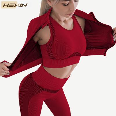 China Breathable Wholesale HEXIN Custom Work Out Shorts High Waist Fitness Yoga Wear Sets Active Wear for sale