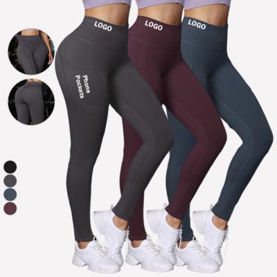 China HEXIN Breathable Compression Women Custom Sports Butt Lift Gaiters Workout Yoga Pants Gaiters With Pockets for sale