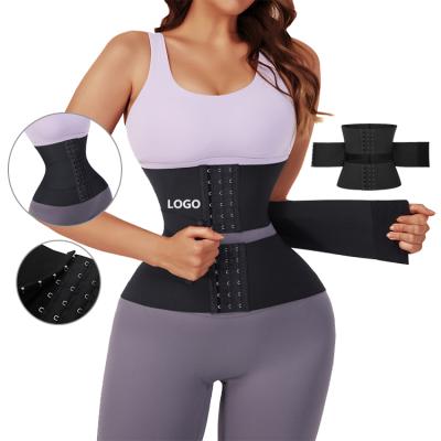 China Customs Breathable Adjustable 3 Hooks Compression Banded Corset Waist Trainer Woman Waist Shaper for sale