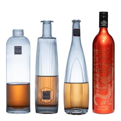 China Wholesale 100ml 200ml 375ml 500ml 750ml 1000ml Beverage Empty Glass Clear Wine Bottle for sale