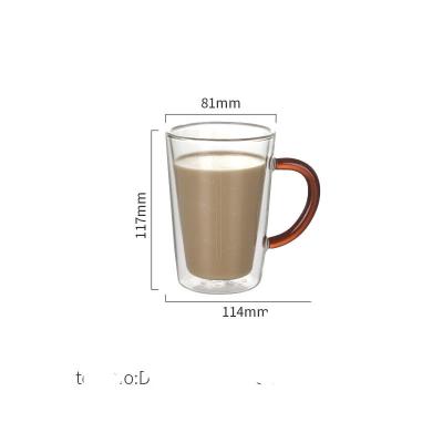 China 200ml Disposable Custom Wall Cup 7oz Double Wall Borosilicate Glass Coffee Mug With Handle for sale