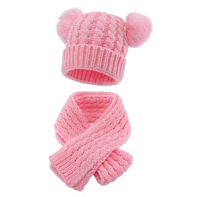 China Picture Winter Toddler Hat Scarf Kids Knitted Beanie Hat and Warm Toddler Hats with Rectangle Scarf for Boys Girls for sale