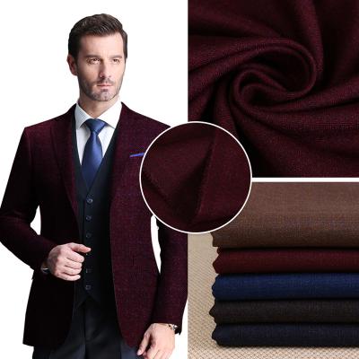 China Wrinkle Resistant 64%Polyester 33%Viscose 3%Spandex Autumn Winter Men Suit Fabric Twill Zigzag Plaid Business Wear Fabric for sale