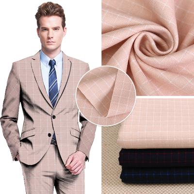 China Heavy Duty Running Fall and Winter Woven Plaid Suit Fabric Wrinkle Formal Suit Fabric 65%Polyester 35%Viscose Blended Men's Business Wear Fabric for sale