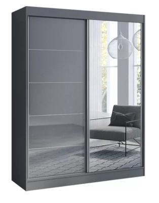 China New Design Wardrobe (Other) Gray Wardrobe With Big Mirror Nordic Adjustable Bedroom Cabinet for sale