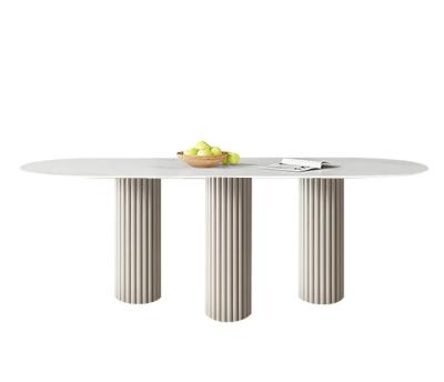 China Adjustable Modern Oval Stone Dining Table 3 Top Legs (Others) In White Newcomer Recommend Dining Table for sale