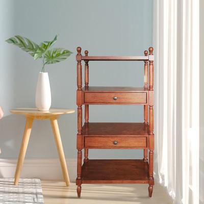 China Antique Home Storage Rack Wood Four Layers Standing Shelf Rack Living Room for sale