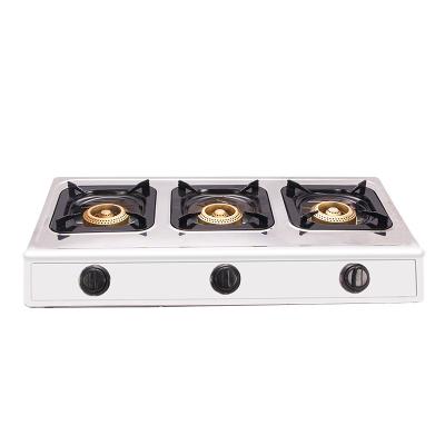 China Hotel Stainless steel Three-eye gas stove desktop liquefied gas stove kitchenware stove for sale