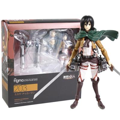 China Funny Figma Attack on Titan Shingeki No Kyojin Mikasa Ackerman Anime Action Number Toy #203 for sale