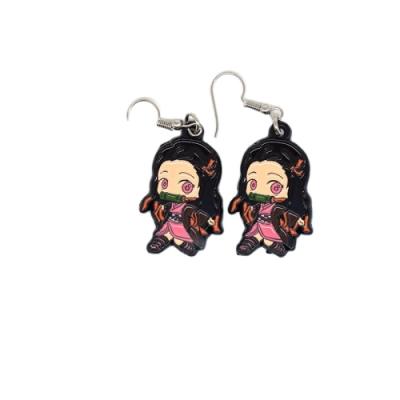 China 5 Style Cute Demon Slayer: Kimetsu No Yaiba Fashion Jewelry Anime Alloy Earring Men Girls Pendant Gift for sale