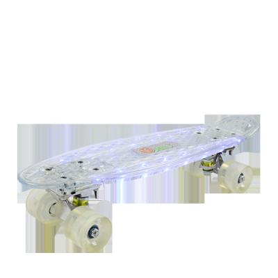 China Youth Customization 22 Inch Lighting Clear Board Skateboard Skate Board Plastic Kids Board for sale