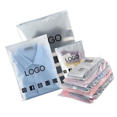 China Customized recyclable environmental protection waterproof transparent pe frosted plastic garment ziplock bag pvc zipper bag for sale