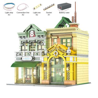 China DIY TOY MOLD KING 16023 French Restaurant With Street Light View Building Block Bricks Educational Toys Model For Kids Birthday Gifts for sale