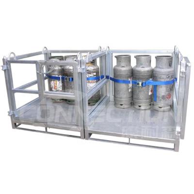 China Metal stackable steel stackable forklift lifting cages for gas cylinders storage and transportation for sale