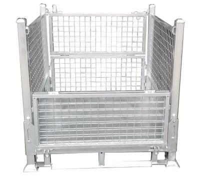 China Heavy Duty Movable Box Galvanized Collapsible Metal Steel Collapsible Storage Welded Wire Mesh Cage Wire Container For Warehouse for sale