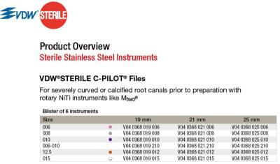 China High Flexibility C Pilot VDW Dental Endodontic Files 21mm 25mm Length for sale