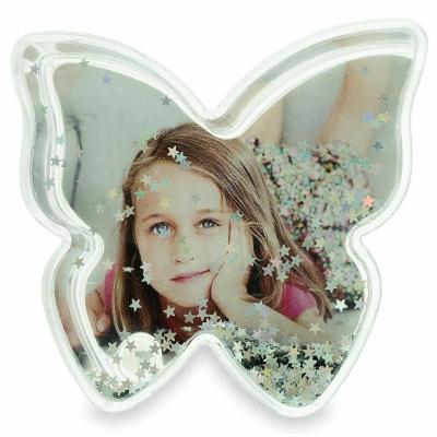 China Photo Frame Decorative Butterfly Shaped Glitter Frame Glitter Photo Frame Liquid Plastic for sale