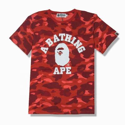 China BAPE Factory Professional Anti-Pilling Men's Casual T-shirt Monkey Camouflage Cartoon Round Neck Loose Short Sleeve T-shirts for sale