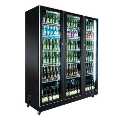 China Commercial Triple Door Beverage Display Refrigerator Single-temperature Refrigeration Equipment Upright Display Freezer for sale