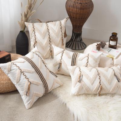 China Boho Handmade Modern Style Pillow Case Cable Stripe Decorative Cushion Cover for sale