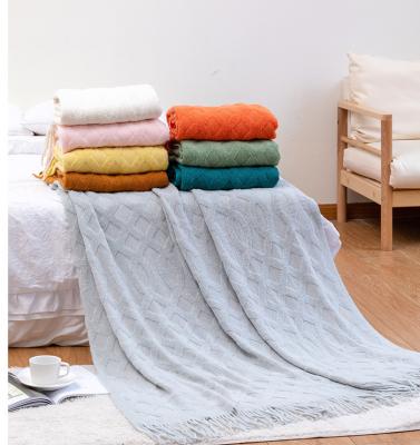 China Bohe Style Anti-static Knitted Tassels Blankets Office Sofa Soft Throws Office Blankets Cozy Hotel Decorative Throws for sale