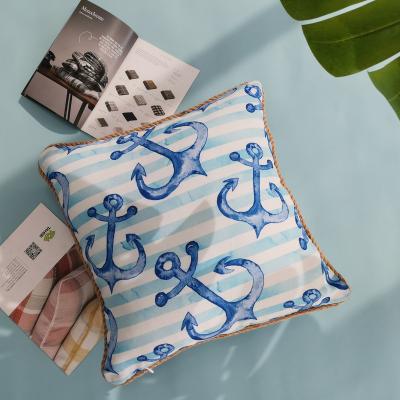 China Nondisposable Nondisposable Ocean Cushion Cover Summer Vacation Seaside Style Waterproof Print Cushion Cover Printed Outdoor Cushion Case for sale