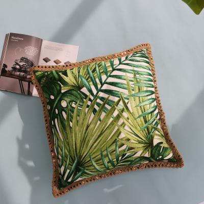 China Nondisposable Waterproof Tropical Floral Print Cushion Cover New Product Outdoor Pillow Case for sale