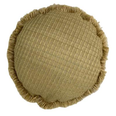 China Handmade Solid Outdoor Waterproof Home Decorative Edge Raffia Cushion Faux Raffia Pillow Cover for sale