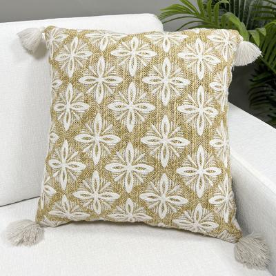 China Holiday Handmade Outdoor Style Seaside Tassels Embroidery Cushion Cover Bohe Style Outdoor Pillow Cover for sale