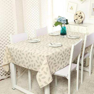 China Disposable soft polyester printed table clothes canvas factory leaves country style cotton spear edge printed tablecloth for sale