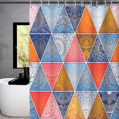 China Morden Geometry Luxury Colorful Style Shower Curtain Abstract Waterproof Geometry Style Printed Bathroom Decorative Shower Curtain for sale