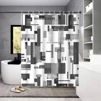 China Morden Geometry Luxury Style Shower Curtain Abstract Geometry Waterproof Style Printed Bathroom Decorative Shower Curtain for sale