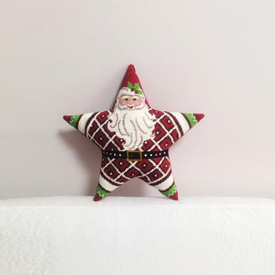 China Santa Claus Needlepoint Embroidery Cushion Merry Christmas Needlepoint Handmade Pillow for sale