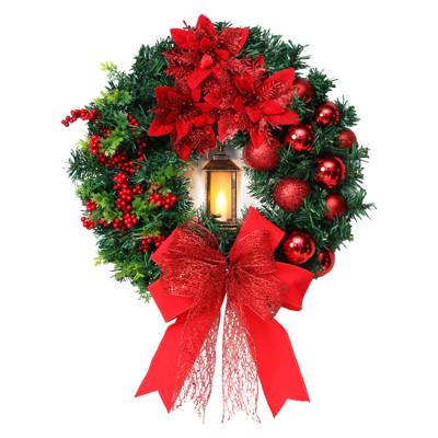 China New Eco-friendly Sacred Christmas Wreath Pendant 40cm With Light Door Decorations Christmas Wall Hanging Ornaments Supplies for sale