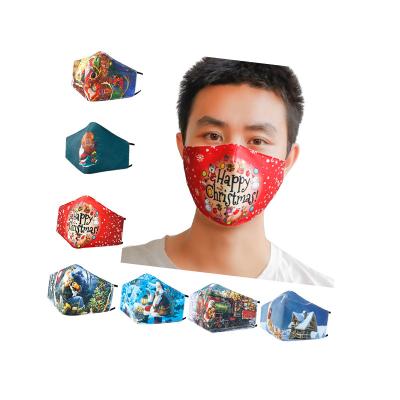 China Hot Sale Eco-friendly Christmas 3d Digital Printing Washable Cotton Party Masks For Adult Santa Claus Mask for sale