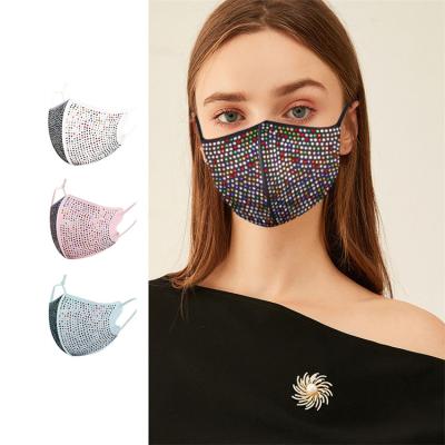 China Wholesale 3D Rhinestone Colorful Luxury Personality Eco-friendly Fashion Washable Breathable Dustproof Adjustable Masks For Adult for sale