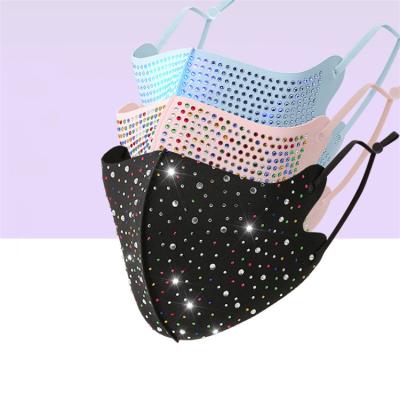 China Adjustable Washable Black Adult Party Masks Bling Rhinestone Glare Sunscreen Light Face Warm Colorful Eco-Friendly Fit Eco-Friendly for sale