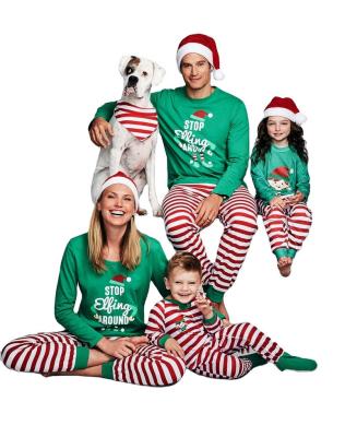 China 2022 Wholesale Striped Pajamas Holiday Family Christmas Halloween Kids Sleepwear Breathable Matching Children Set Gift Green Christmas Pajamas for sale