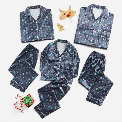 China 2022 Amazon Christmas Matching Pajamas Hit Sateen Family Christmas Pajamas Breathable Family Pajamas for sale