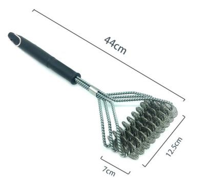 China New PP Spring BBQ Neutral Three Head Cleaning Brush Practical 18 Inch Oven Grill Cleaning Brush Three Head Barbecue Brush for sale