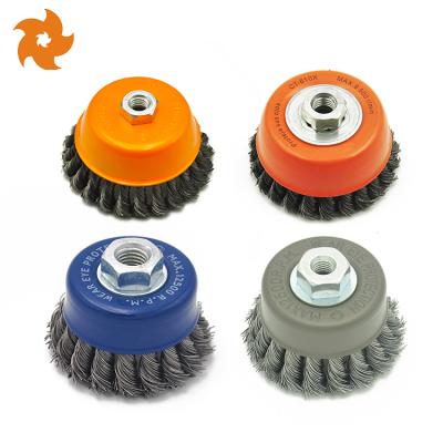 China High Quality Nylon Wire Crimped Cleanging Steel Wire Brush Multicolor Twisted Cup Brush Kit for sale